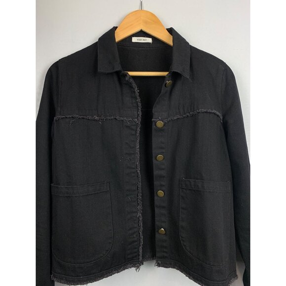 Women's Mod Ref Black Denim Jacket Size M - Picture 3 of 8